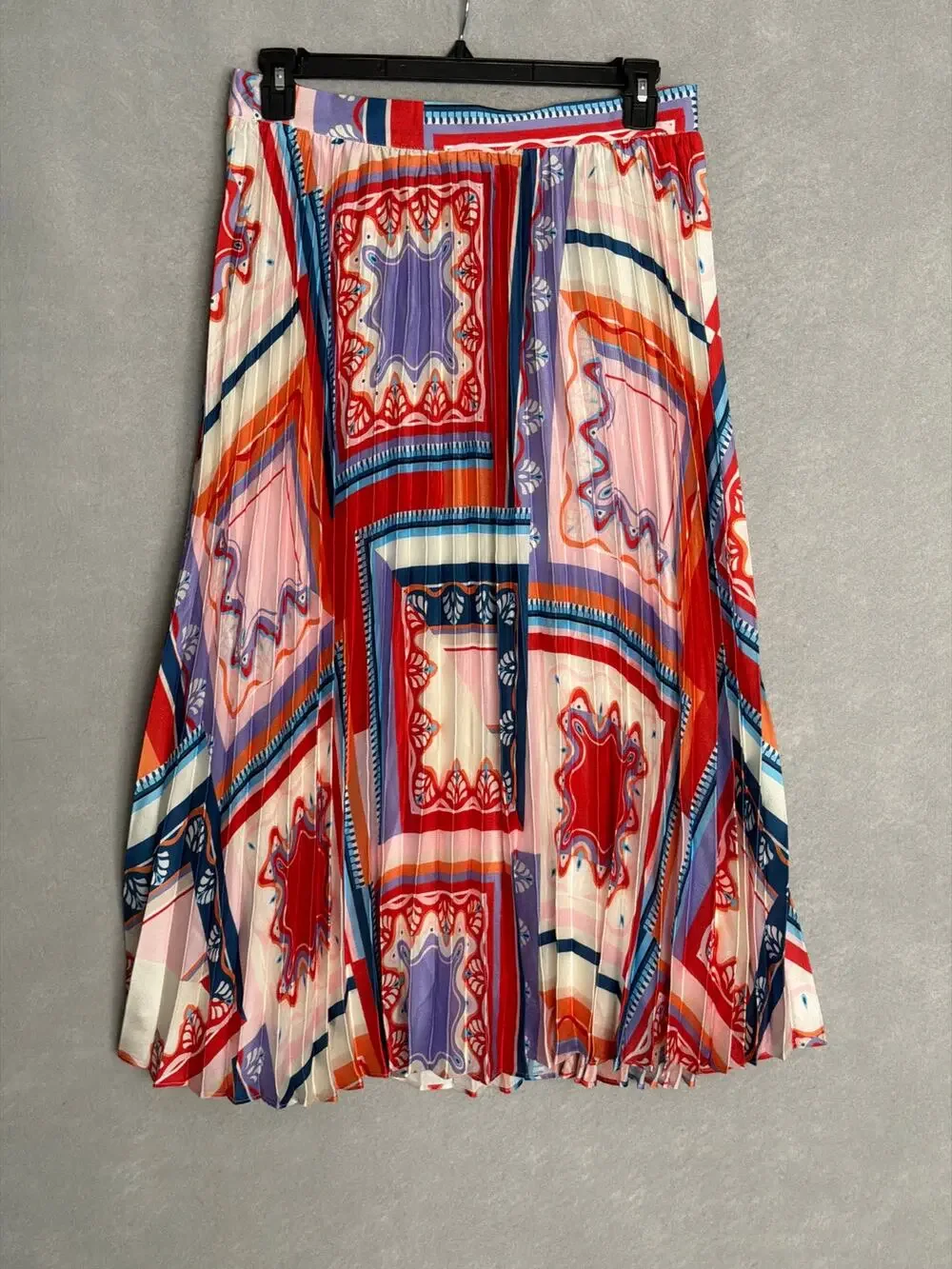 T Tahari Tile Print Skirt Pleated Pull-On Women's XL NEW